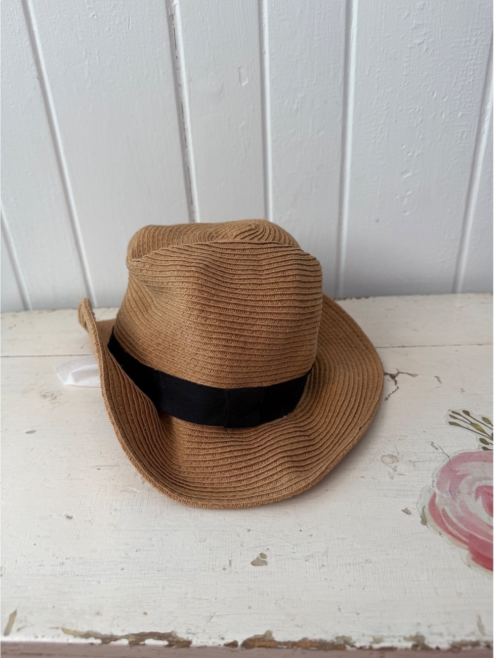 Sunday Afternoons Medium Brown Paper Straw Sun Hat with Black Band, UPF 50+